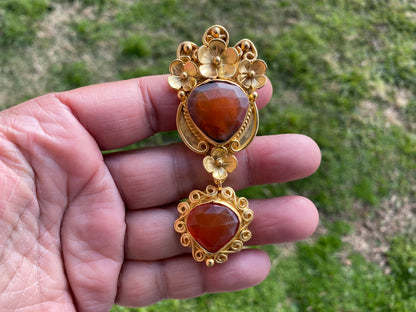 Carnelian Natural Stone Gold Pendant, Non Tarnish Brushed Gold Overlay, Sacral Chakra, Confidence Stone Jewelry, Orange Pendant for Necklace