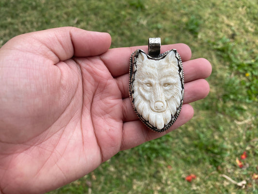 Carved Bone Bear Tibetan Silver Pendant, Wildlife Animal Lover Gift, Animal Pendant, Animal Inspired Jewelry Making, Nature Fashion, Boho