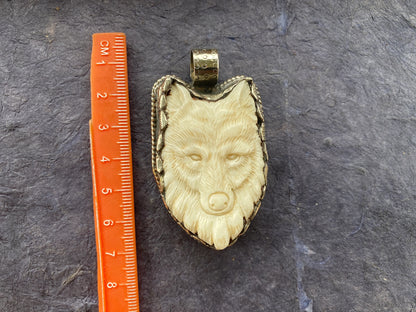Carved Bone Bear Tibetan Silver Pendant, Wildlife Animal Lover Gift, Animal Pendant, Animal Inspired Jewelry Making, Nature Fashion, Boho