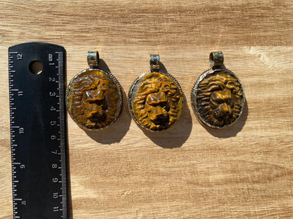 Carved Lion Tibetan Silver Pendant, Boho Style Animal Jewelry, Powerful Animal Totem Jewelry, Unique Animal Jewelry, Lion Symbolism Pendant