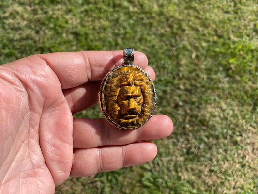 Carved Lion Tibetan Silver Pendant, Boho Style Animal Jewelry, Powerful Animal Totem Jewelry, Unique Animal Jewelry, Lion Symbolism Pendant