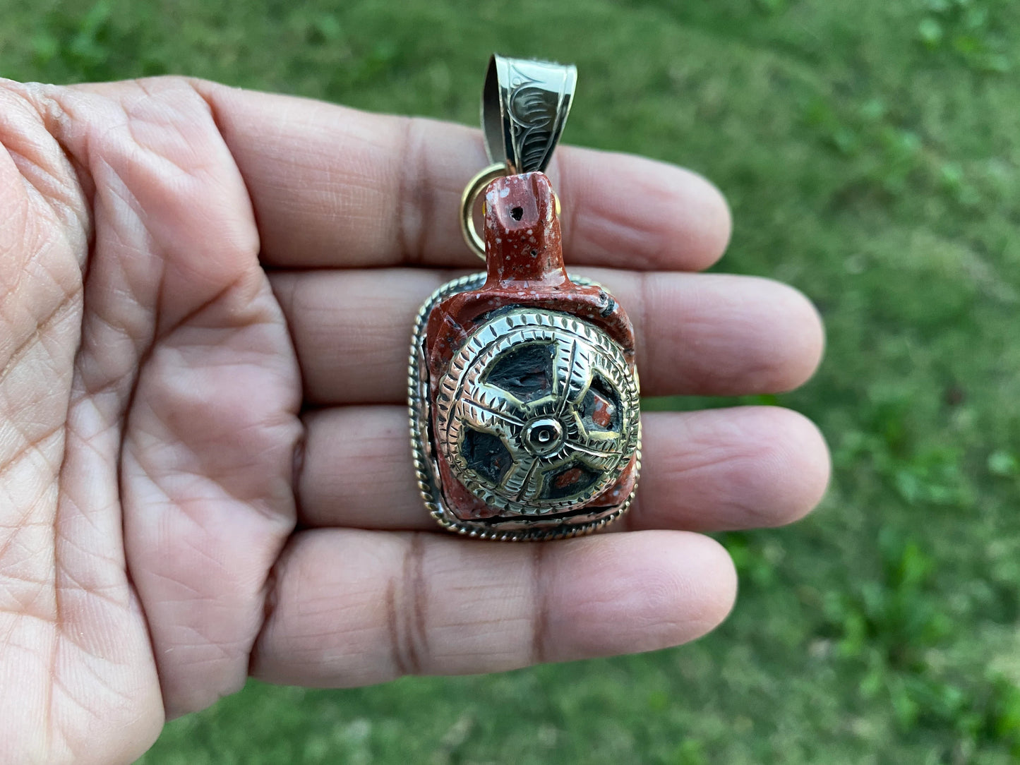 Carved Soapstone Turtle Tibetan Silver Pendant, Totem Animal Soapstone, Spirit Animal Gift, Natural Stone Cat Figurine, Animal Lover Jewelry