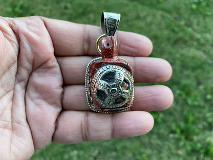 Carved Soapstone Turtle Tibetan Silver Pendant, Totem Animal Soapstone, Spirit Animal Gift, Natural Stone Cat Figurine, Animal Lover Jewelry