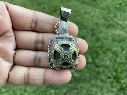Carved Soapstone Turtle Tibetan Silver Pendant, Totem Animal Soapstone, Spirit Animal Gift, Natural Stone Cat Figurine, Animal Lover Jewelry