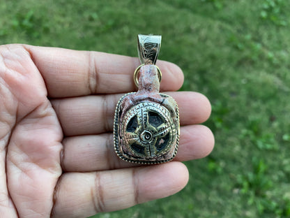 Carved Soapstone Turtle Tibetan Silver Pendant, Totem Animal Soapstone, Spirit Animal Gift, Natural Stone Cat Figurine, Animal Lover Jewelry