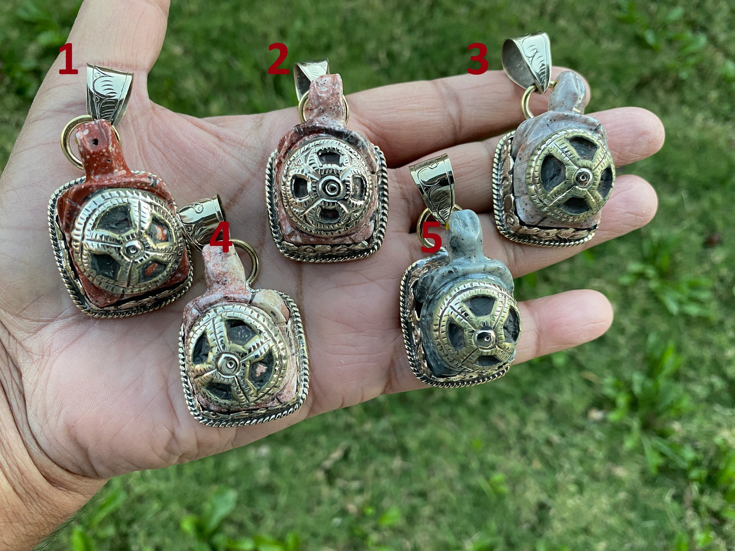 Carved Soapstone Turtle Tibetan Silver Pendant, Totem Animal Soapstone, Spirit Animal Gift, Natural Stone Cat Figurine, Animal Lover Jewelry