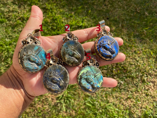 Carved Unicorn Labradorite Pendant, Tibetan Silver Jewelry, Natural Stone Jewelry, Bohemian Style Necklace, Horse Design Jewelry,