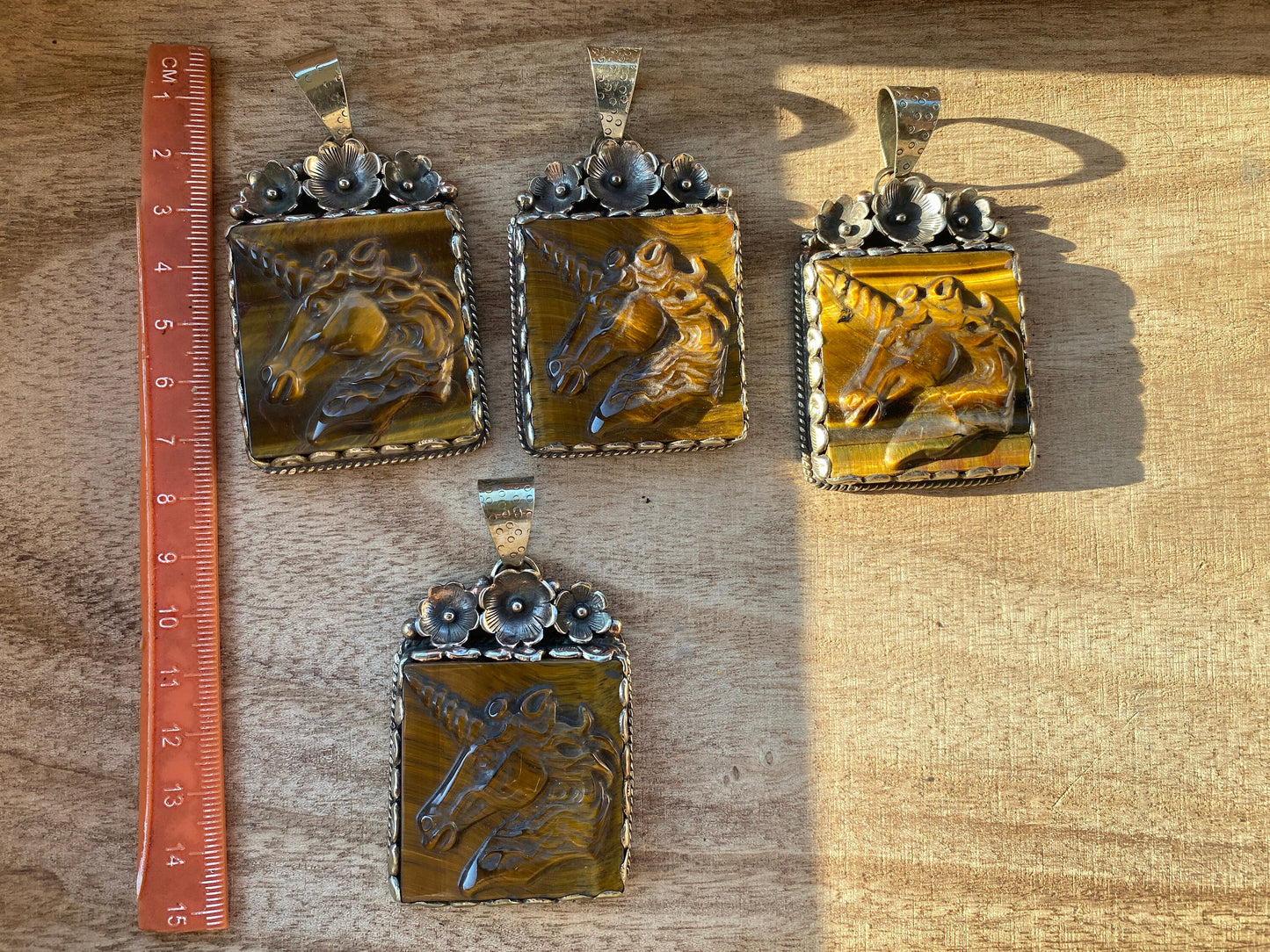 Carved Unicorn Tiger Eye Stone Tibetan Silver Pendant, Protection Amulet, Legendary Symbol, Fantasy Meets Nature. Myth Inspired Jewelry