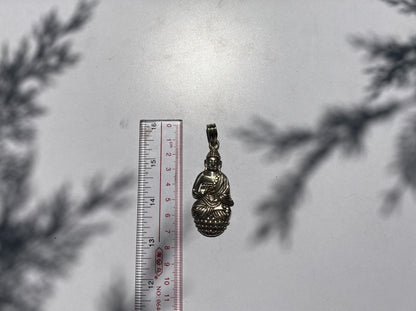 Awakened Soul: Carved Buddha Amulet in Tibetan Silver,Enlightened Guardian, Carved Buddha on Tibetan Silver Pendant.