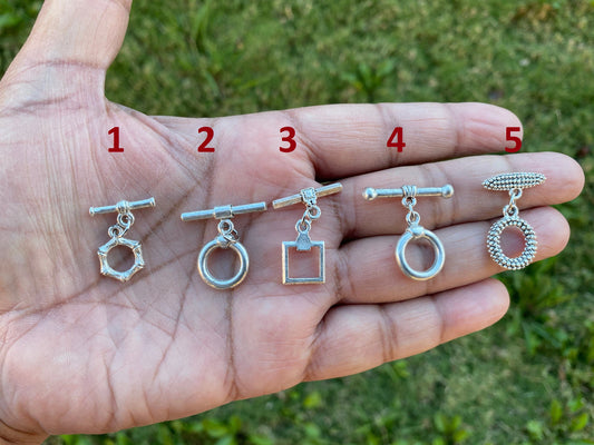 Classic Toggle, High Quality Brushed Silver Overlay Toggle Clasp, T Bar Fasteners for Necklace, Fancy Bracelet Closures, Designer's Toggles