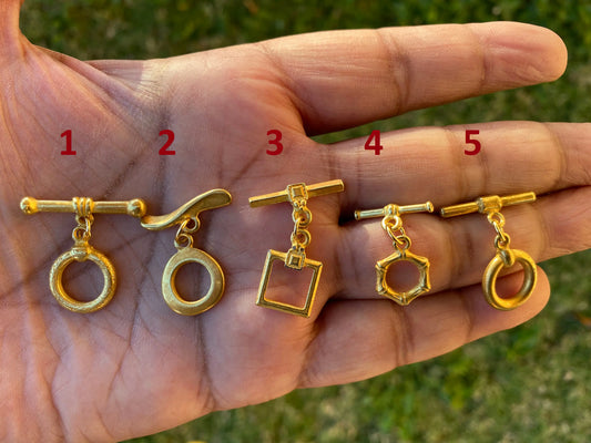 Classics Toggle, High Quality 18K Matte Gold Overlay Toggle Clasp, T Bar Fasteners for Necklace, Fancy Bracelet Closures, Designer's Toggles