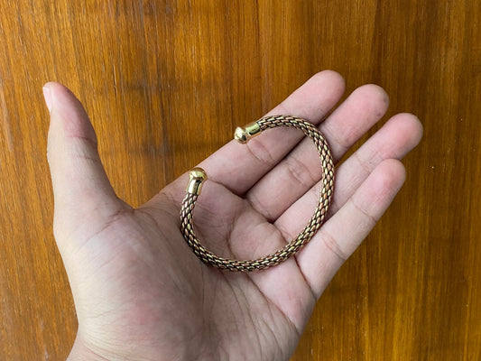 Copper and Brass twisted Bracelet with brass cap, Unique Bracelet, Handmade Bracelet, Gift ideas , Bracelet for daily use, Hammered bangle.