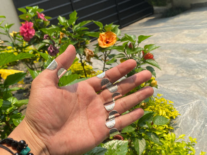 Crafted with Love: Adjustable Turquoise Hammered Ring with Silver & Gold Overlay, Aesthetic Ring, Unisex Ring.