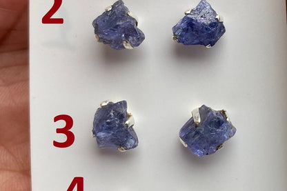 Raw Lapis Lazuli Stud Sterling Silver Earrings, Crystal Stud Earrings, September Birthstone, Gemstone Studs, Free Form Lapis Lazuli Earrings