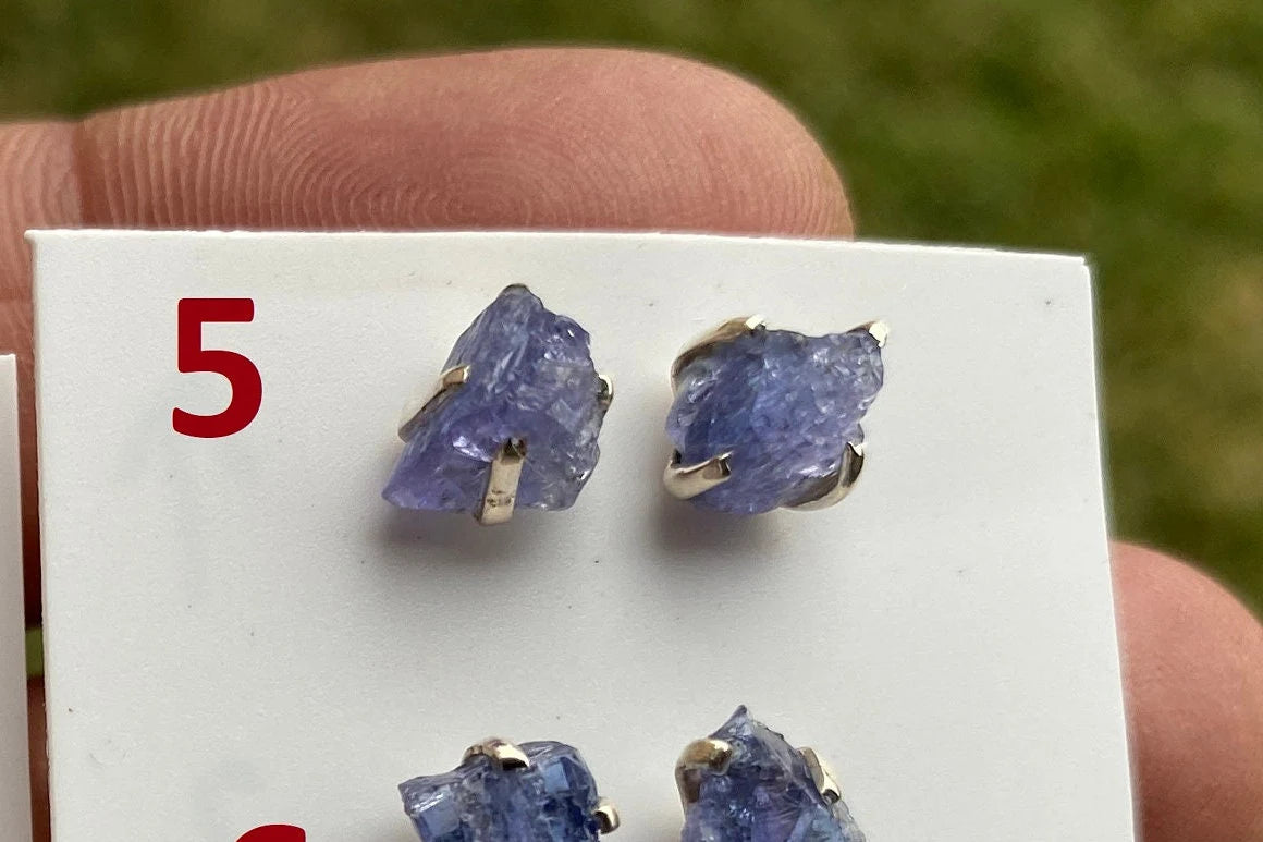 Raw Lapis Lazuli Stud Sterling Silver Earrings, Crystal Stud Earrings, September Birthstone, Gemstone Studs, Free Form Lapis Lazuli Earrings