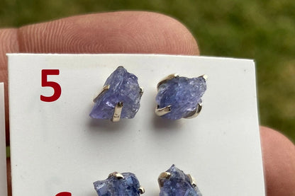 Raw Lapis Lazuli Stud Sterling Silver Earrings, Crystal Stud Earrings, September Birthstone, Gemstone Studs, Free Form Lapis Lazuli Earrings