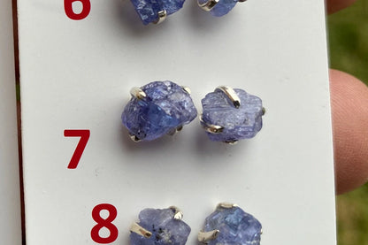 Raw Lapis Lazuli Stud Sterling Silver Earrings, Crystal Stud Earrings, September Birthstone, Gemstone Studs, Free Form Lapis Lazuli Earrings