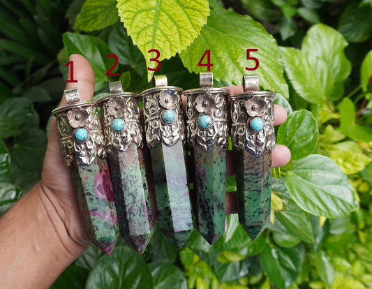 Daily Wear African Ruby Zoisite Pendant: Handcrafted and Durable,  Natural Gemstone Pendant, Aesthetic Pointed pendant, Perfect gift ideas.