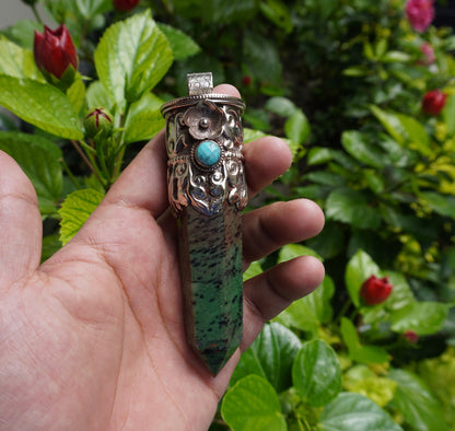 Daily Wear African Ruby Zoisite Pendant: Handcrafted and Durable,  Natural Gemstone Pendant, Aesthetic Pointed pendant, Perfect gift ideas.