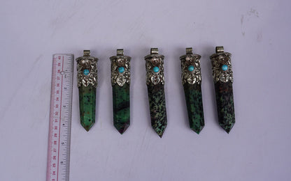 Daily Wear African Ruby Zoisite Pendant: Handcrafted and Durable, Unique Natural Gemstone Pendant, Big pointed Pendant, Handmade hippie vibe