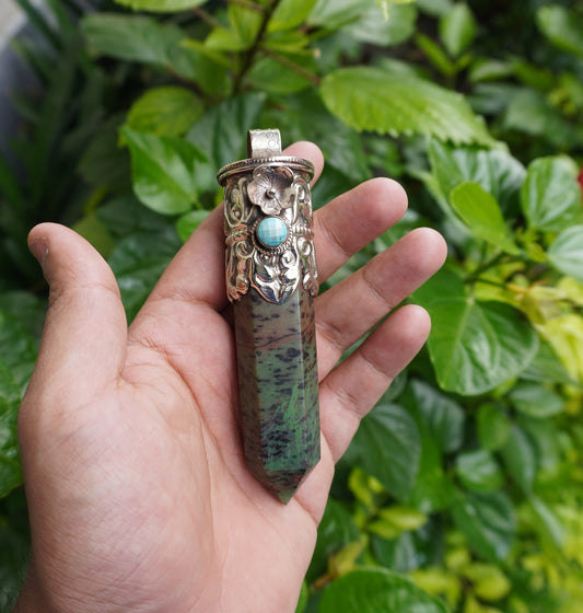 Daily wear Aesthetic African Ruby Zoisite Stone Pendant, Natural Pointed Pendant, Handcrafted Natural Gemstone Pendant, Made in Nepal.