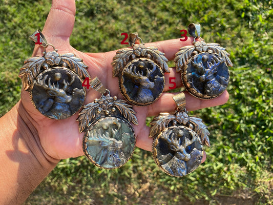 Hand Carved Deer Labradorite Tibetan Silver Pendant, Deer Pendant, Labradorite Deer, Blue Labradorite, Wildlife Jewelry, Animal Pendant