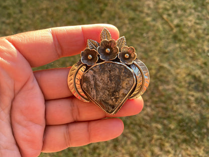Dendritic Jasper Tibetan Silver Pendant, Rare and Unusual Jewelry, Striking and Exotic Natural Stone Pendant, Stylishly Simple Modern