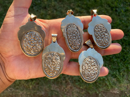 Dendritic Opal Agate Natural Gemstone, Tibetan Silver Pendant, Handcrafted Jewelry, Natural Stone Jewelry, Pendant for Necklace, Boho Chic
