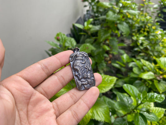 Divine Shiva Pendant: Tibetan Silver Overlay Pendant, Hand Carved Pendant, Unisex Pendant, Blessings of Lord Shiva.