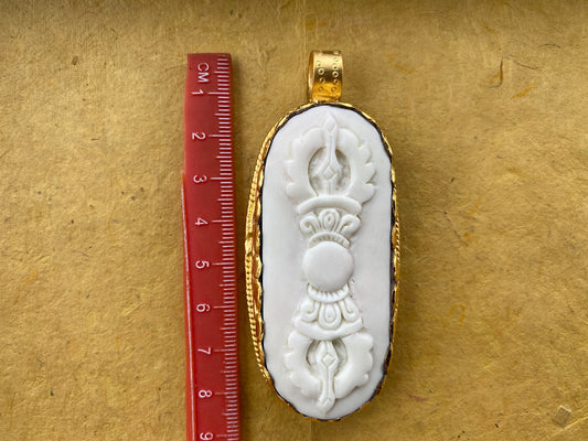 Dorje High Quality 18k Matte Gold Overlay Non Tarnish Buffalo Bone Amulet Pendant, Men or Women Jewelry, Protector Amulet, Buddhist Jewelry