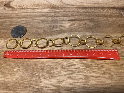 Double Circle Link Gold Chain,High Quality 18K Matte Gold Overlay, Anti Tarnish, Closed Link, Chain By The Foot, Jewelry Findings, Wholesale