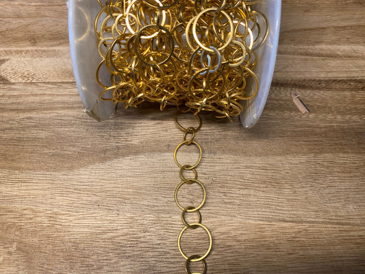 Double Circle Link Gold Chain,High Quality 18K Matte Gold Overlay, Anti Tarnish, Closed Link, Chain By The Foot, Jewelry Findings, Wholesale