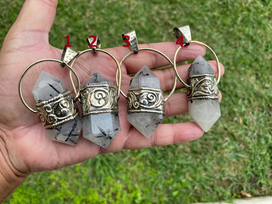 Double Terminated Point Raw Moonstone Tibetan Silver Pendent, Crystal Point, Pointed Natural Crystal Pendant, Healing Crystal Jewelry,
