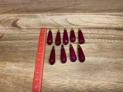 Dyed Faceted Ruby Drop Bead, Gold Electroplated, Small Pendant Beads for Necklace /Earring/Charm, Pendant for Chain, Jewelry Making Supplies