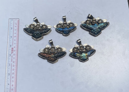 Eagle Shaped Natural Labradorite Pendant for Daily wear, Unique Labradorite Pendant, Healing pendant, Tibetan Silver Pendant, Floral design.