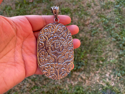 Eagle with Bear Hand Carved Buffalo Bone Tibetan Silver Pendant, Women Jewelry, Men Locket, Tribal Jewelry, Ethnic Jewelry, Necklace Locket