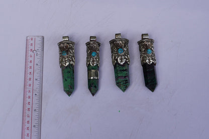 Earthy Treasure: African Ruby Zoisite Stone Pendant for Daily Wear, Unique Pointed Pendant, Hammered Pendant, Boho Inspired Jewelry