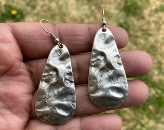 Egyptian Design Earrings, Matte Silver Plated Dangle Earrings, Ancient Gypsy Earring, Tribal Ethnic Earrings, Bridesmaid, Lead & Nickel Free