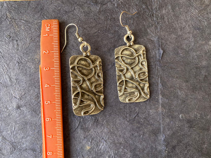 Egyptian Style Elegant Brushed Silver Plated Lead & Nickel Free Turkish Design Earrings, Dangle Earring, Ancient Gypsy Earring, Light Weight