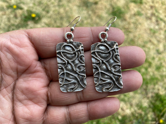 Egyptian Style Elegant Brushed Silver Plated Lead & Nickel Free Turkish Design Earrings, Dangle Earring, Ancient Gypsy Earring, Light Weight