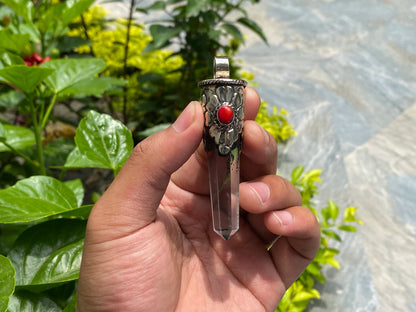 Elegant Healing Pendant with Natural Crystal, Calming pendant, Unisex Pendant, Handmade Pendant, Pendant for daily wear.