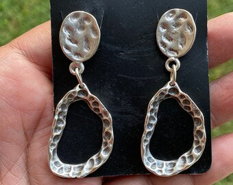 Elegant Matte Silver Plated Lead & Nickel Free Turkish Design Earrings, Dangle Earrings, Boho Earring, Ancient Gypsy Earring, Light Weight