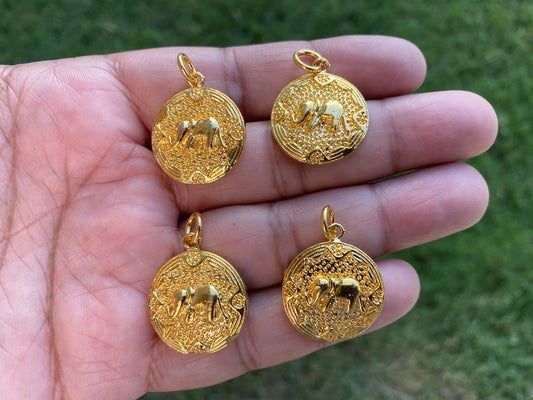 Elephant Charm, Small Pendant, 18K Gold Overlay Over Brass, Charms for Earring Necklace Bracelets,For Bridesmaids, Findings,Jewelry Supplies