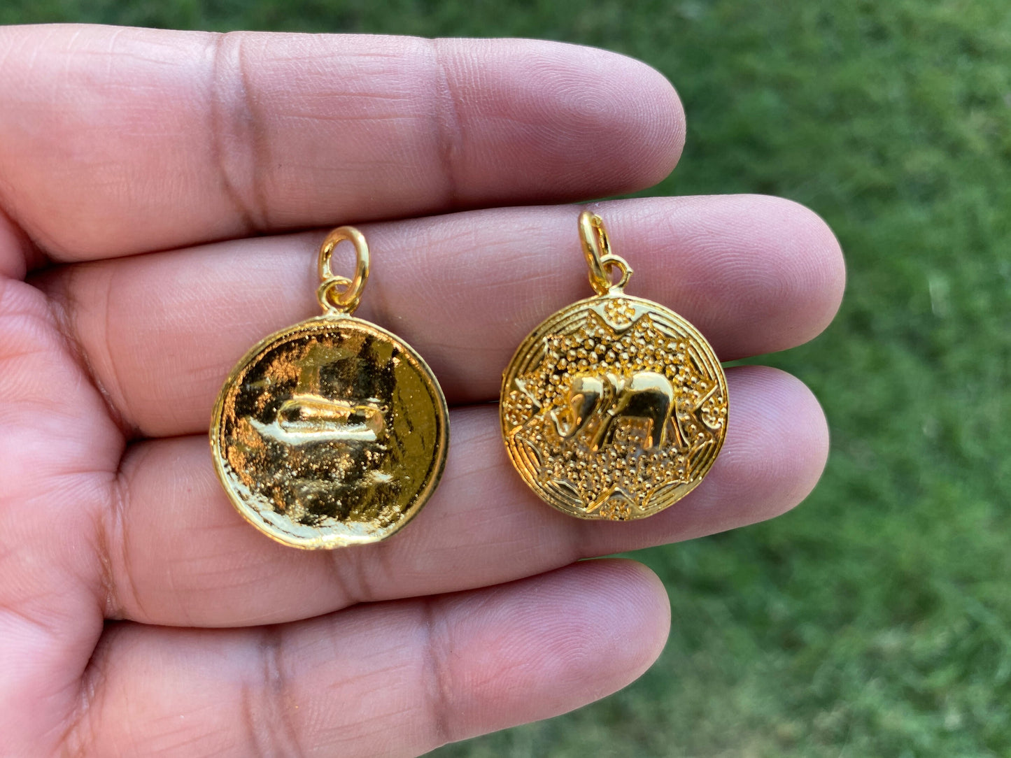 Elephant Charm, Small Pendant, 18K Gold Overlay Over Brass, Charms for Earring Necklace Bracelets,For Bridesmaids, Findings,Jewelry Supplies