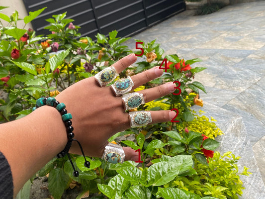 Ethnic Charm: Nepali Turquoise adorned Two-Tone Ring, Handcrafted Ring, Gift ideas.