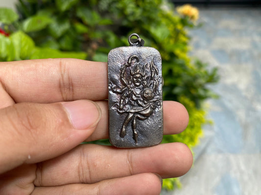 Feminine Energy: Goddess Kali Engraved in Silver Overlay pendant, Brass Pendant, Mystical Power, Mythical Strength, Spiritual Jewelry