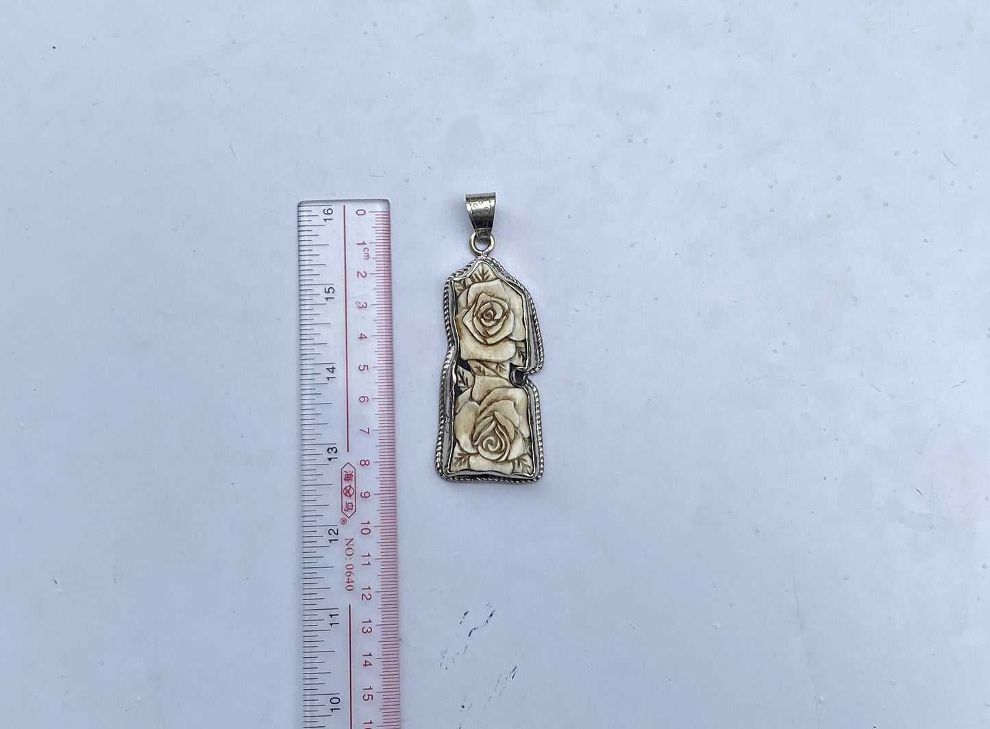Floral Design carved on water buffalo bone, Tibetan Silver pendant for daily wear, Antique pendant, Unisex pendant, Gift for him/her.