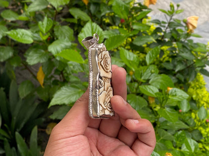 Floral Design carved on water buffalo bone, Tibetan Silver pendant for daily wear, Antique pendant, Unisex pendant, Gift for him/her.
