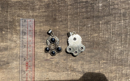 Floral designed Black onyx Pendant, Aesthetic Pendant for daily wear, Hammered floral Design, Handmade Healing Pendant, Unisex Pendant.
