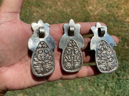 Large Carved Buddha Carnelian Natural Stone Tibetan Silver Pendant, Flower Designs, Unique Designs, Himalayan Jewelry, Spiritual Pendant